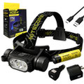 Nitecore HC65 V2 Headlamp + USB Wall and USB Car Adapter