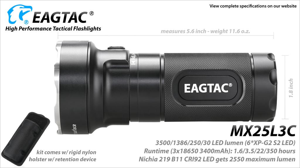 Eagletac MX30L4XC XP-G2 S2 Flashlight Searchlight Kit Model 4800 Lumens 